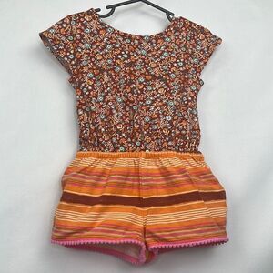 Matilda Jane orange and pink multi print romper size 2
